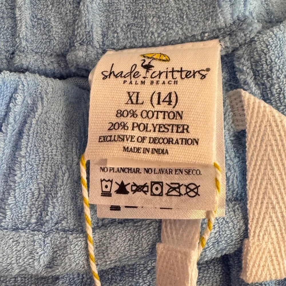 Shade Critters‎ Terry Cloth Shorts Blue White Trim Girls XL (14) New